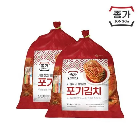 가성비 최고 종가 중부식 포기김치 11kg (5.5kg X 2 베스트8